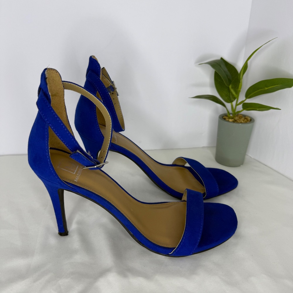 Material Girl MBLAIRE6 Royal Blue Ankle Strap‎ Stiletto Sandals Womens 8.5M